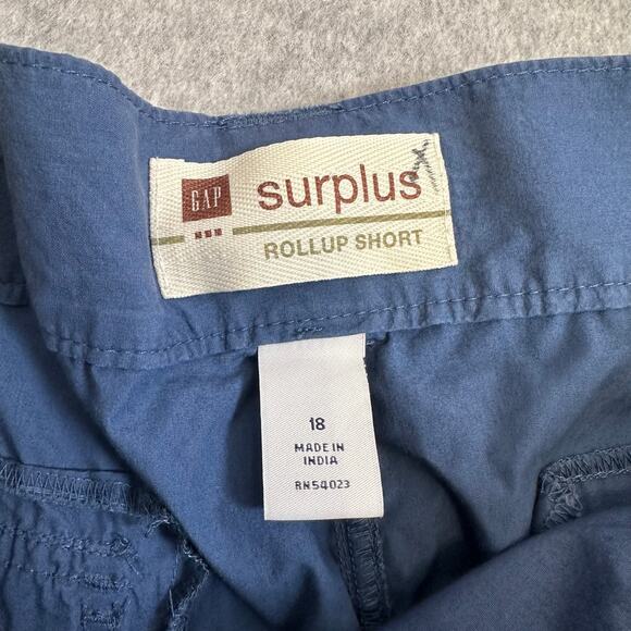 Gap Surplus Cargo Short Dusty Blue WMNS 18 Belted Roll Up Highrise Active Hiking - Picture 5 of 6
